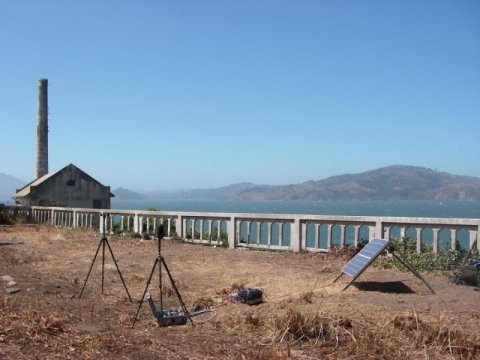 This is an acoustic recording station at the iconic tourist attraction Alcatraz Island in San Francisco Bay, Golden Gate National Park, California.