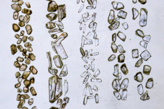 Zircon crystals as old as 4.4 billion years were found in sandstone at Jack Hills of Western Australia.
