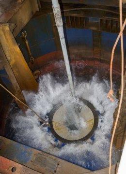 A 'free-fall funnel', part of the drilling process.