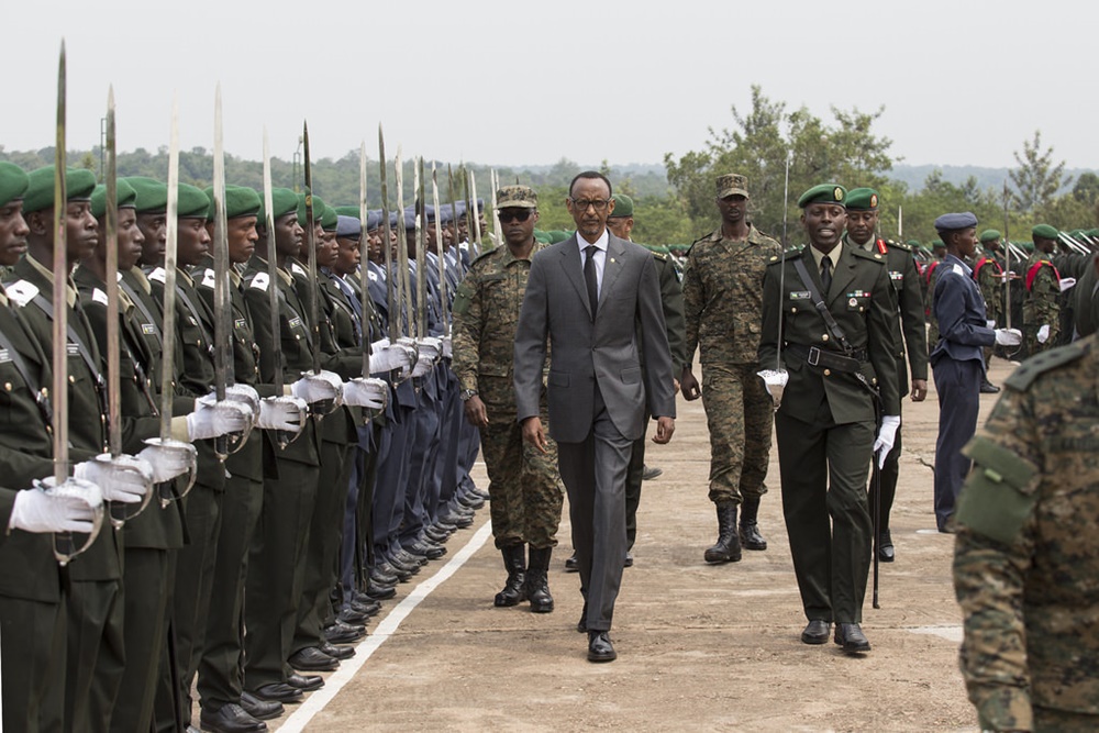President Paul Kagame officiating 2015 cadet pass-out  at Rwanda Military Academy in Gako. 