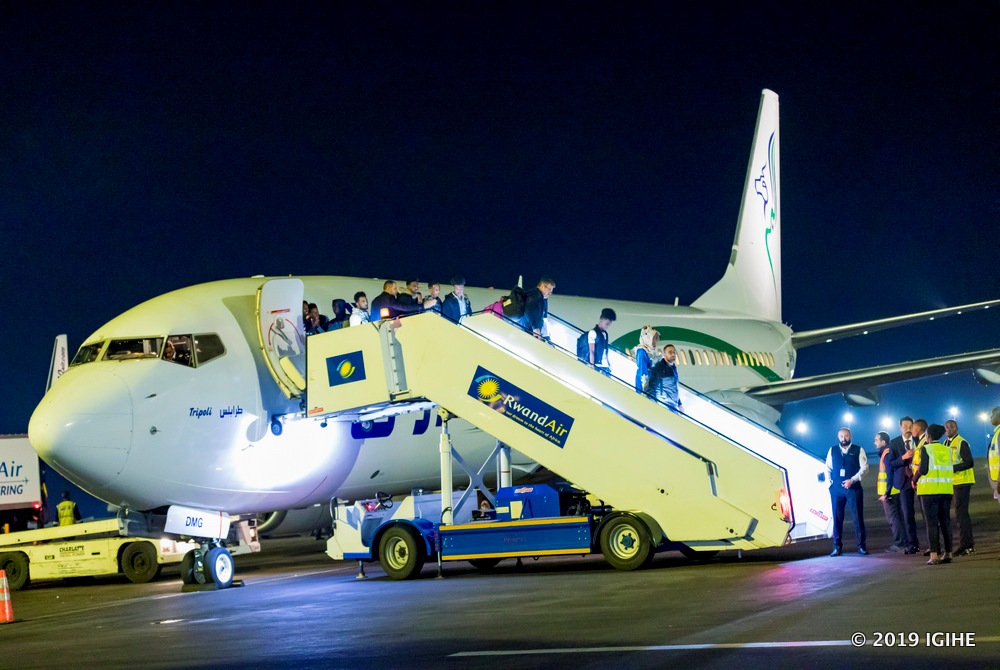 The117 refugees from Libya landed at Kigali International Airport Sunday midnight