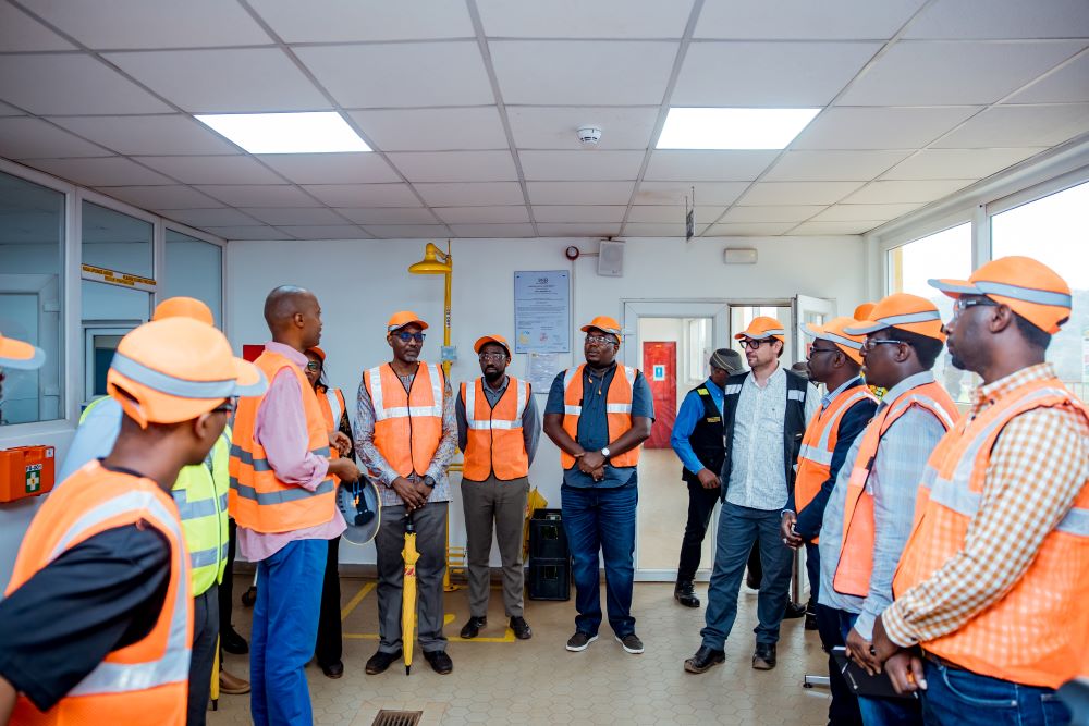 The delegation from MINICOM toured the brewery as part of a nationwide program to assess industrial performance, challenges, and opportunities to boost productivity and job creation.