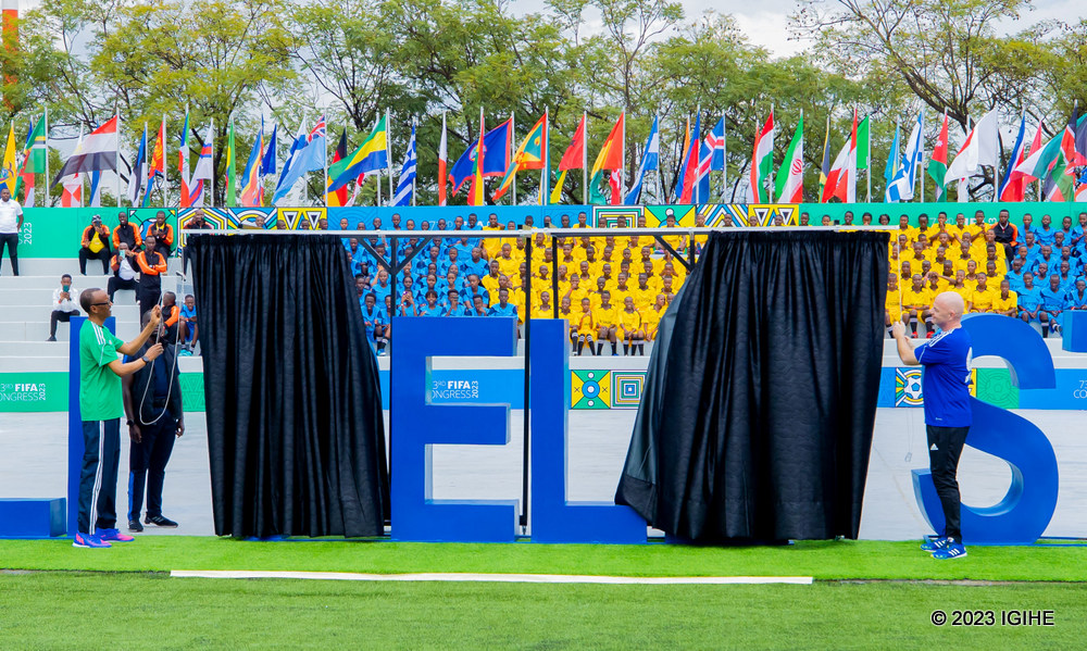 President Kagame and Gianni Infantino at the official inauguration of Kigali Pelé Stadium. 