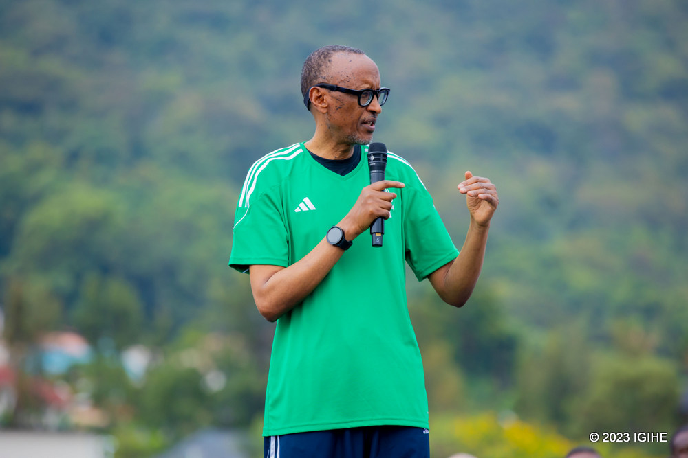 President Kagame at the inauguration of Kigali Pelé Stadium. 