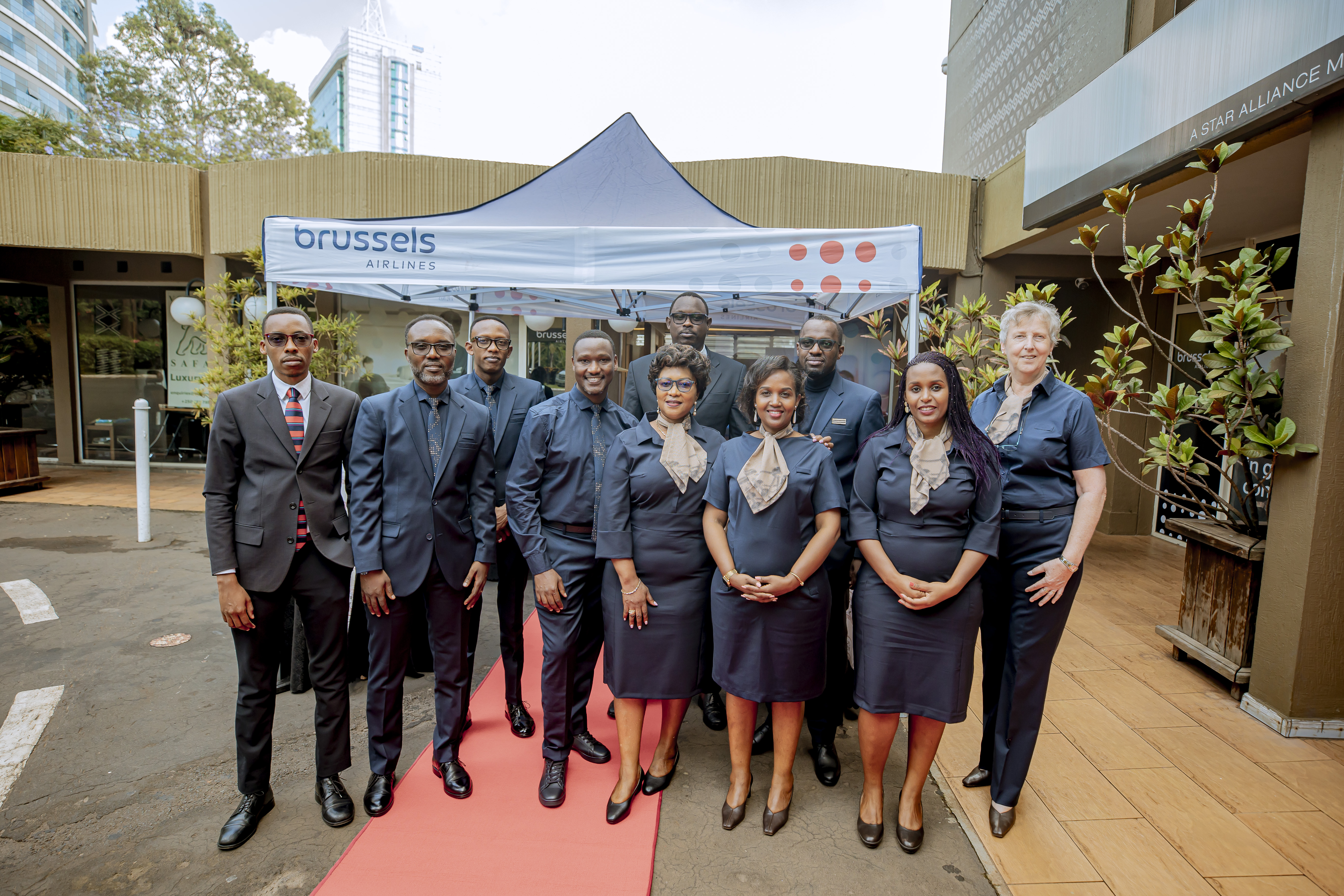 Brussels Airlines staff in Kigali.