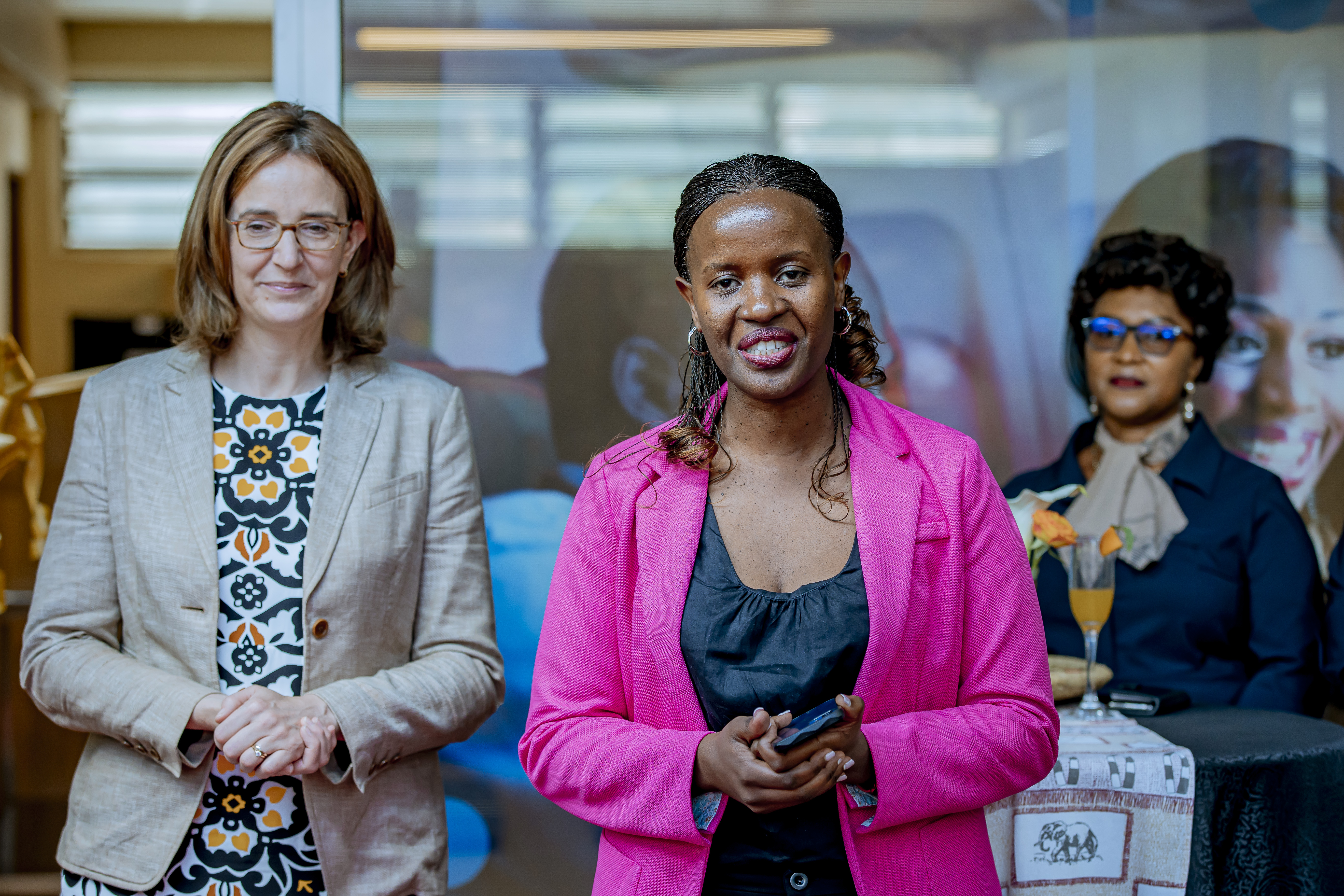 Brussels Airlines Country Manager Audrey Natukunda makes her speech during the reopening of the check-in service ceremony.