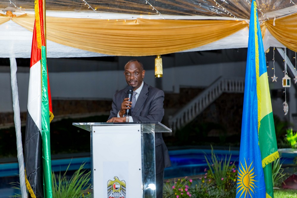The Minister of Foreign Affairs & International Cooperation Hon. Dr. Richard Sezibera speaking at the event