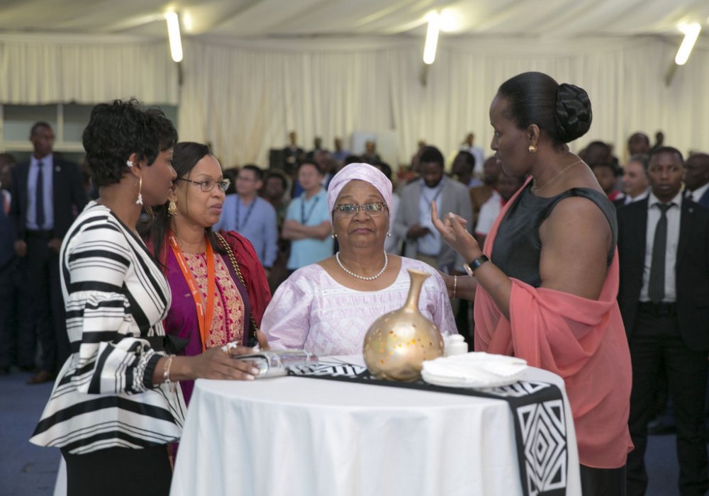 First Lady Jeannette Kagame (right) with other participants of the cultural gala