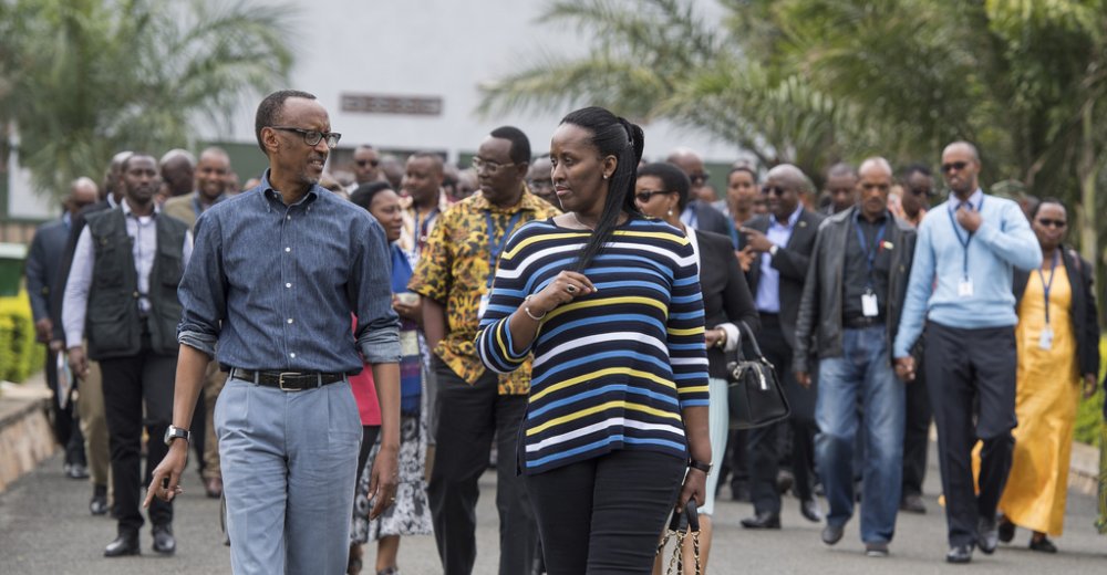 President Kagame and First Lady Jeannette Kagame and other senior government  officials at Gabiro