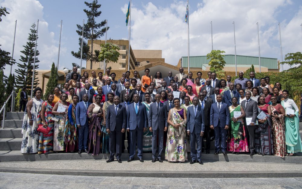 Leaders pose for a group photo after dissolving the parliament