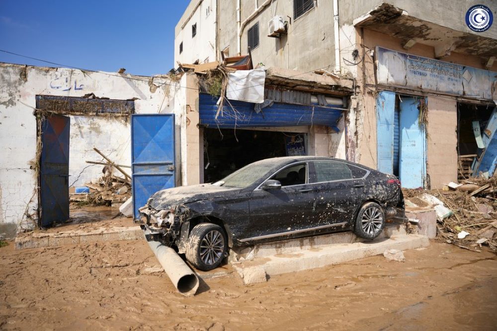 Photo taken on Sept. 11, 2023 shows a flood-affected area in Derna, Libya. (The eastern-based government of Libya/Handout via Xinhua)