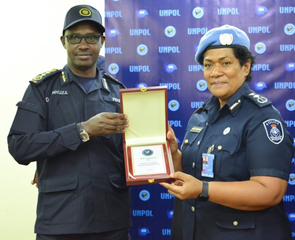 IGP Munyuza commended the peacekeepers for the "good job" they are doing in the mission especially the protection of civilians.