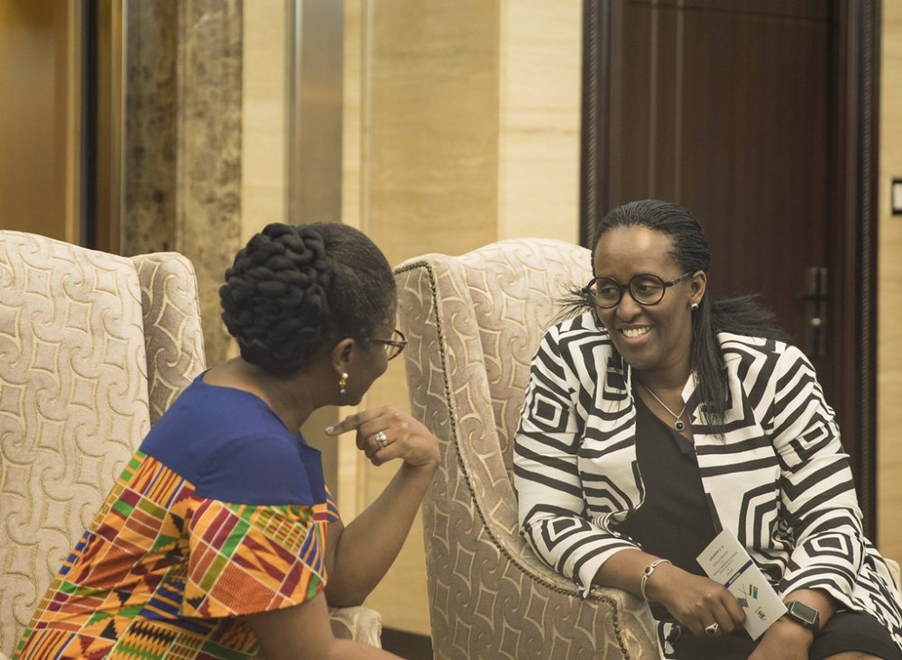 Also during the visit to Namibia, First Lady Mrs Jeannette Kagame,  First Ladies Jeannette Kagame and Monica Geingos, attended the Be Free Nation Building Public Lecture
