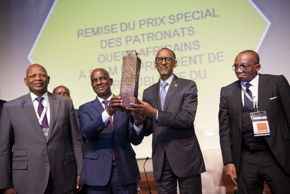 The award was presented to Kagame by Jean Kacou Diagou, the former president of Ivory Coast Private Sector 