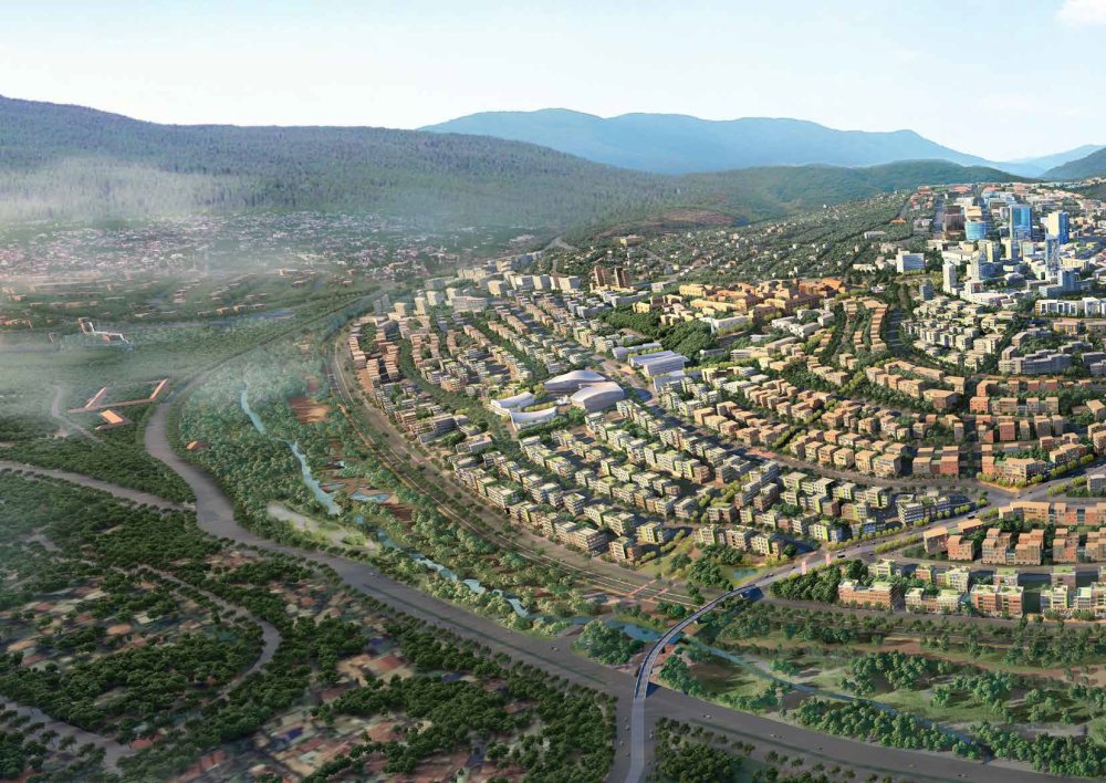 Muhima and the Nyabugogo wetland as envisioned in the master plan.