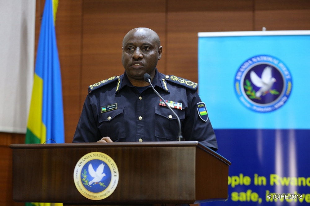IGP Emmanuel Gasana speaks at the event