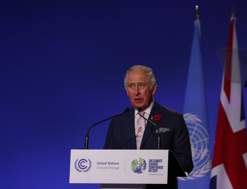 Britain's Prince Charles addresses the opening ceremony of the World Leaders Summit at the 26th United Nations Conference of Parties on Climate Change (COP26) in Glasgow, Britain, Nov. 1, 2021. (Xinhua/Han Yan)