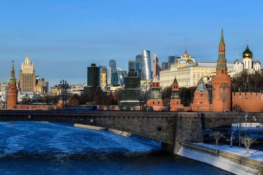 This photo taken on March 13, 2023 shows the scenery along the Moscow River in Moscow, Russia. (Xinhua/Cao Yang)
