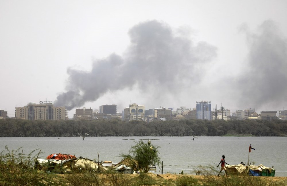 This photo taken on April 15, 2023 shows smoke rising in Khartoum, capital of Sudan. (Photo by Mohamed Khidir/Xinhua)