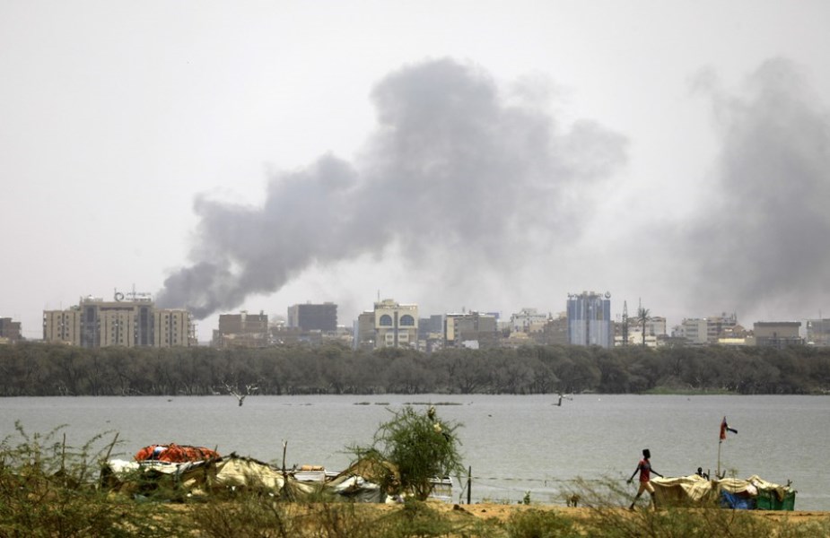 This photo, taken on April 15, 2023, shows smoke rising in Khartoum, the capital of Sudan. (Photo by Mohamed Khidir/Xinhua)