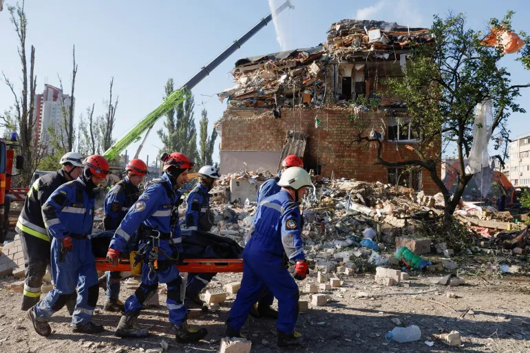 Kyiv has been hit by one of the heaviest bombardments in recent months after Russia launched a massive wave of drones and missiles on Thursday morning, killing at least eight people, including two children, and injuring more than 40 others.
