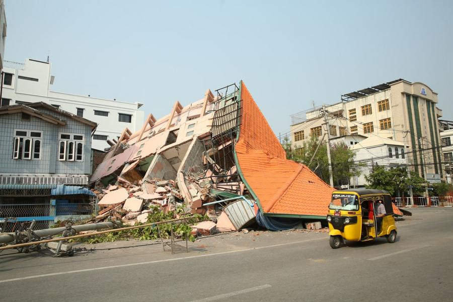 This photo taken on March 29, 2025 shows a damaged building after an earthquake in Mandalay, Myanmar.