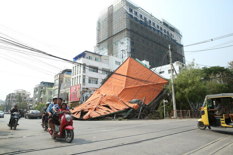 A damaged building in Mandalay, Myanmar, following an earthquake.