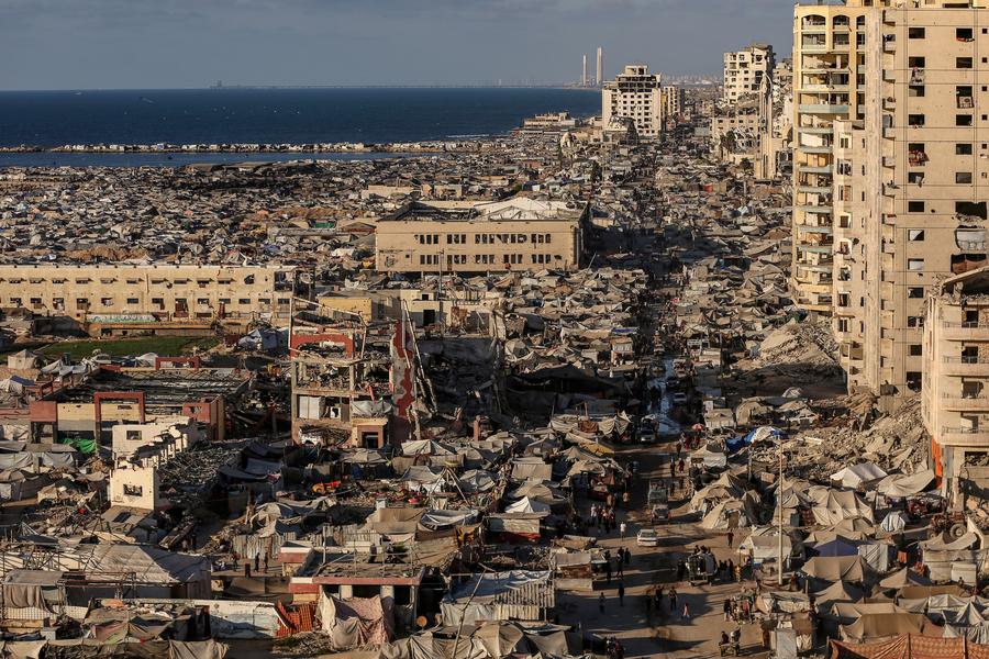 This photo taken on September 1, 2025 shows tents for displaced Palestinians in Gaza City.