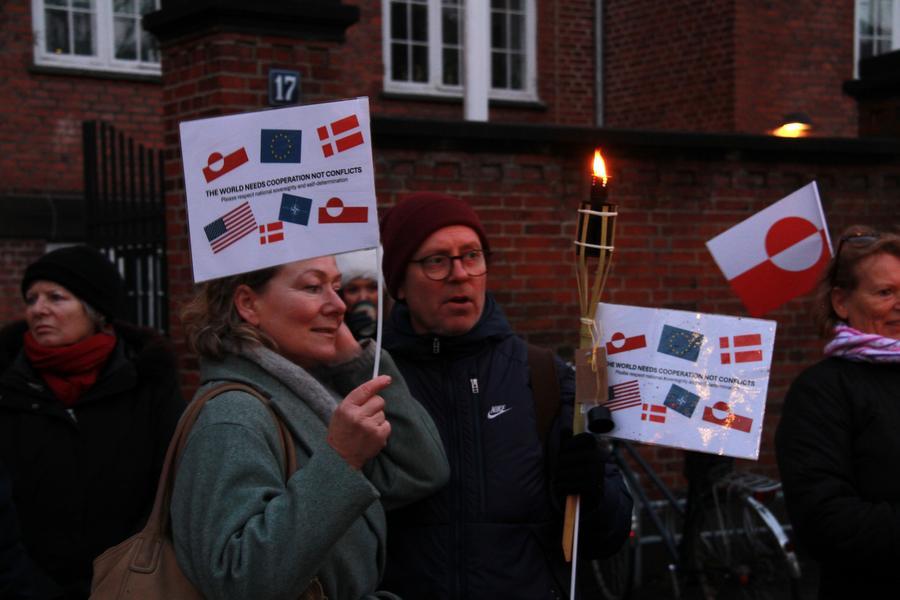 People participate in a protest against U.S. plans on Greenland in Copenhagen, Denmark, January 14, 2026.