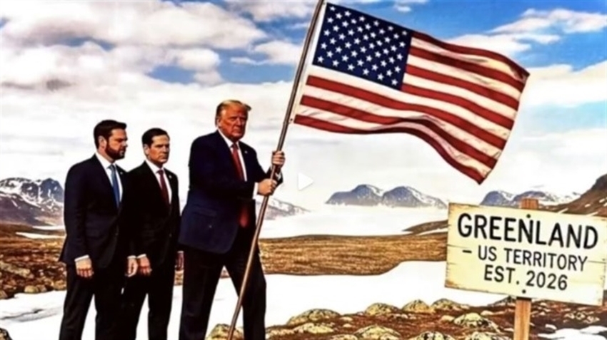 U.S. President Donald Trump posted an image of himself placing the U.S. flag on the territory of Greenland on Tuesday on his social media platform Truth Social.