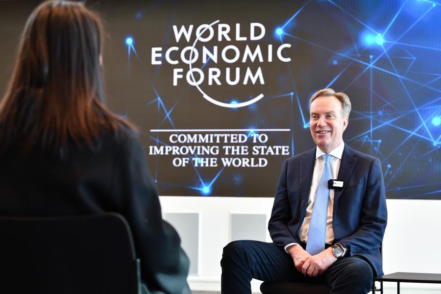 Borge Brende, president of the World Economic Forum (WEF), speaks in an interview with Xinhua in Geneva, Switzerland, January 14, 2026.