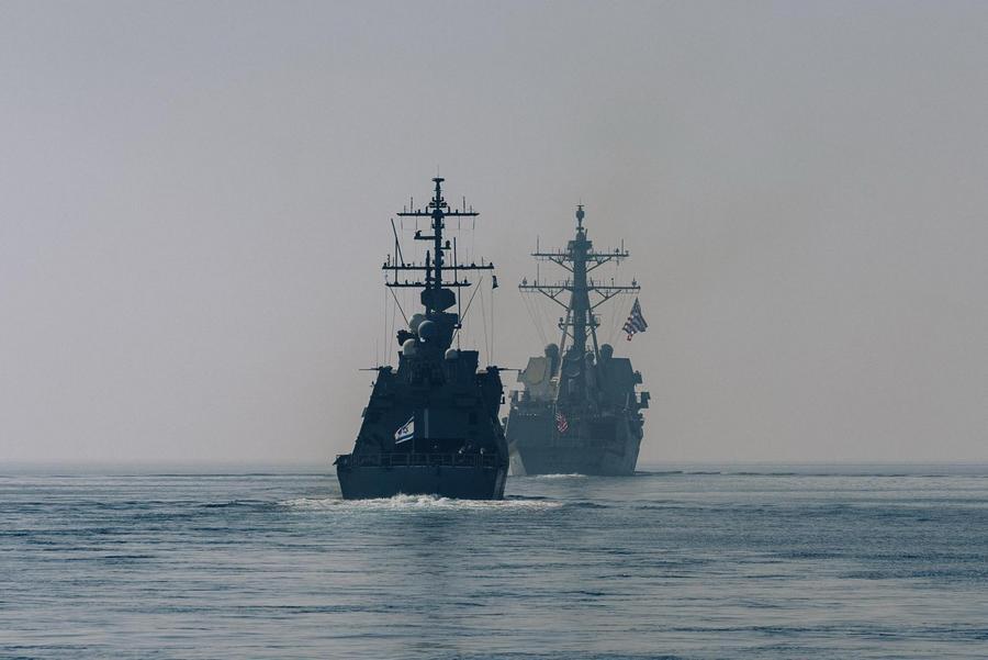 Israeli and U.S. naval forces participate in a joint drill in the Red Sea on Feb. 1, 2026.