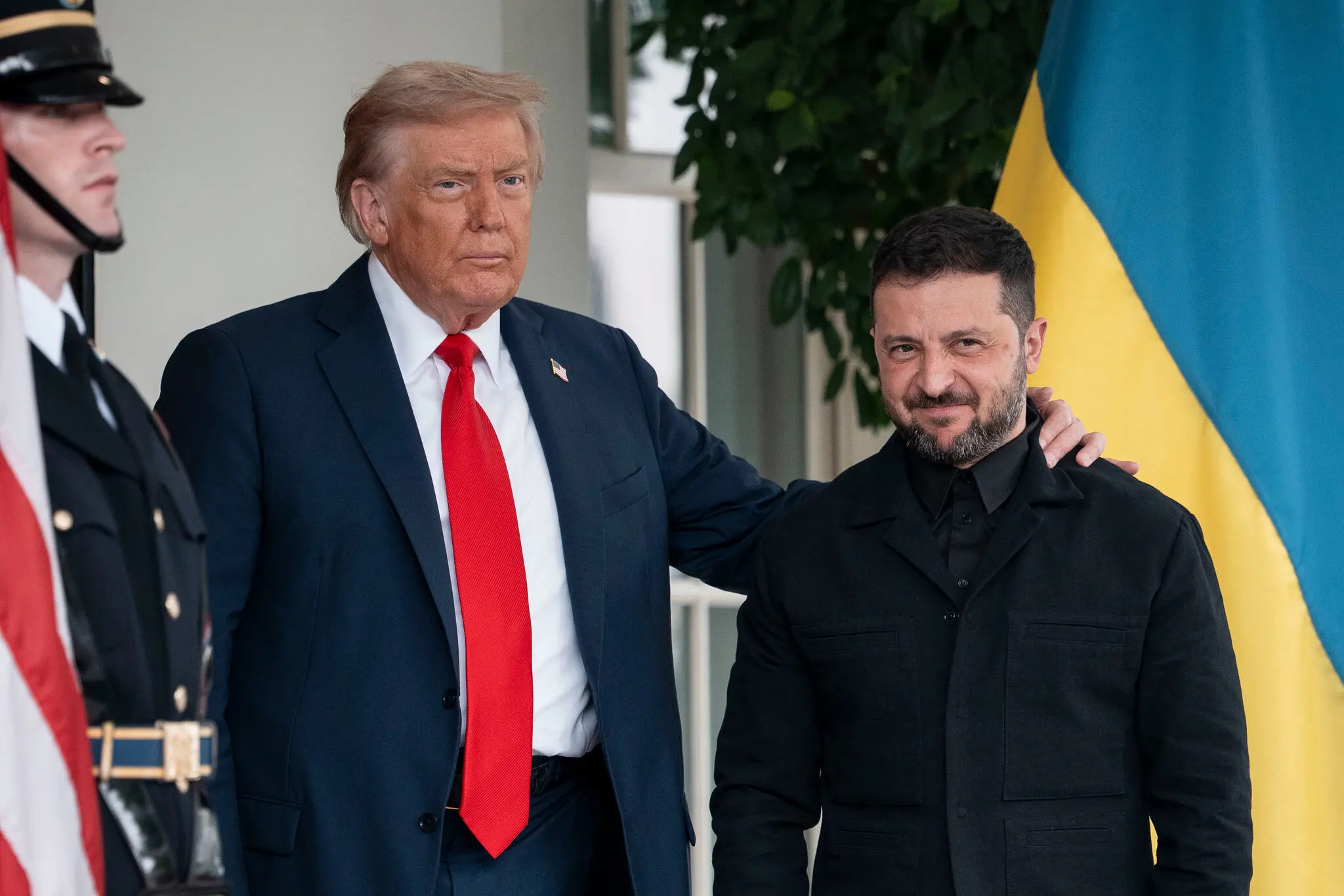 President Trump with President Volodymyr Zelensky of Ukraine during a past meeting at the White House . The meeting was different than their last one. Zelensky said Saturday he generally supports the idea of a trilateral meeting involving the national security advisors of Ukraine, the United States and Russia, expressing cautious optimism about the prospect of such a meeting.