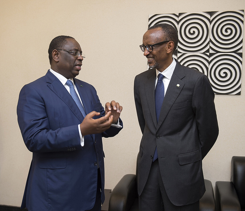 President Paul Kagame and his counterpart of Senegal Mack Sall during the World Economic Forum in Kigali last year.