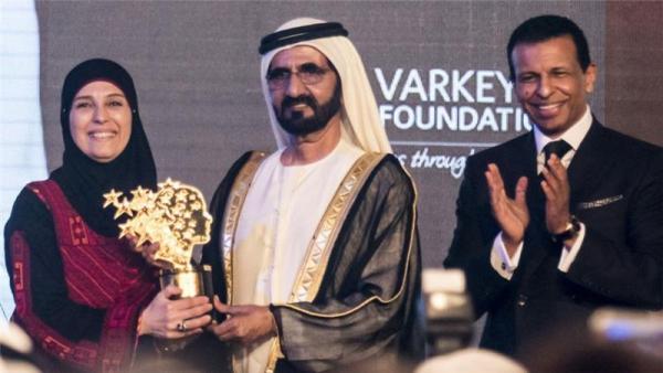 Hroub received the Varkey Foundation award in Dubai on Sunday