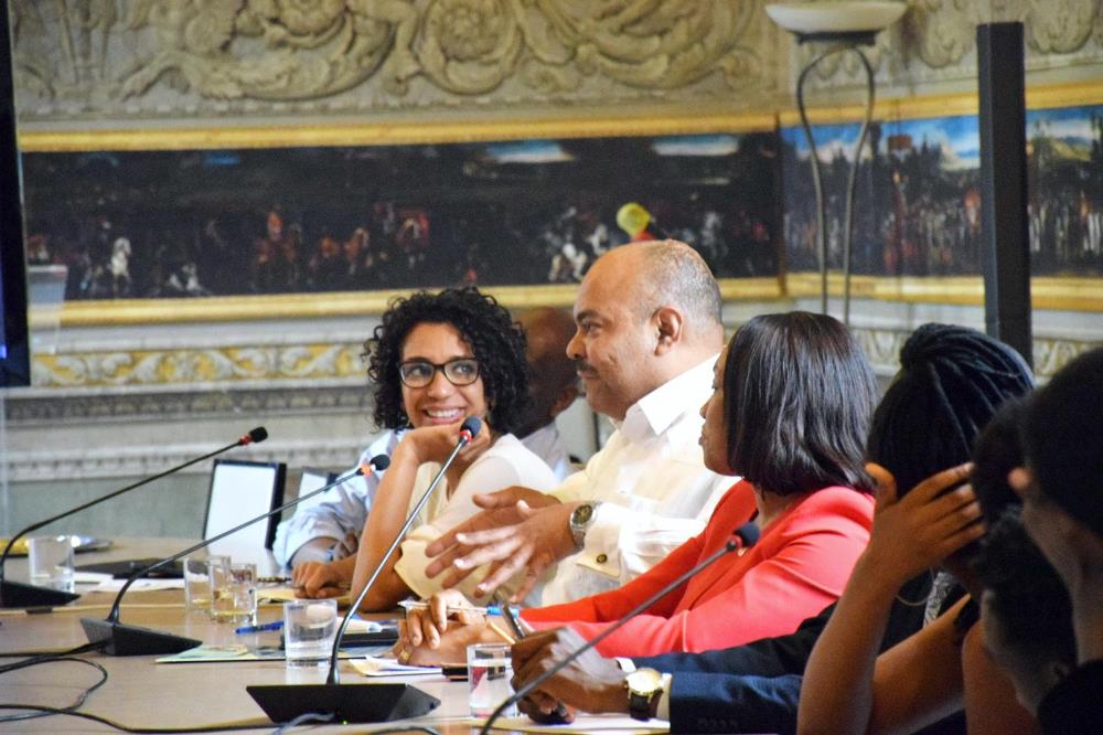Ambassador Mahmoud Thabit Kombo of the United Republic of Tanzania in Italy addressing participants of the event. 