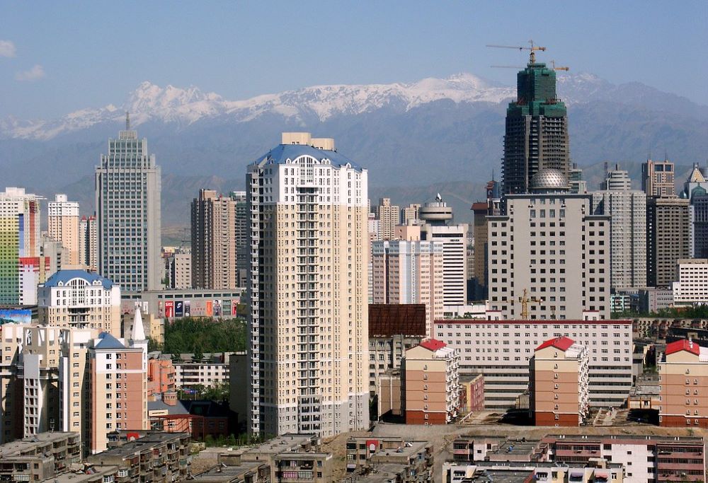 A view of skyscrapers in Xinjiang. Infrastructure development is among other projects that received special attention in Xinjiang .