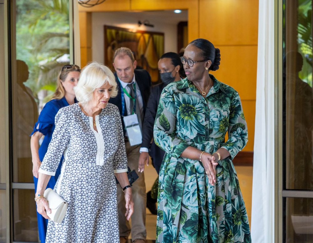 First Lady Jeannette Kagame and Camilla Parker Bowles at Urugwiro Village.