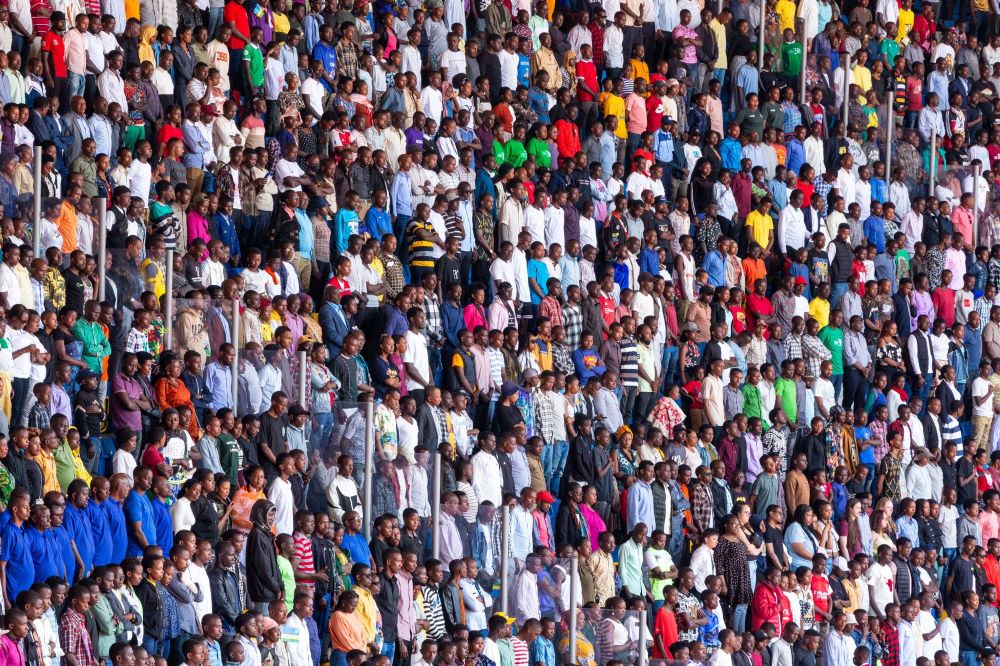 The crowd stood up in honour as the the National Anthem was sang at the national Liberation Day celebrations
