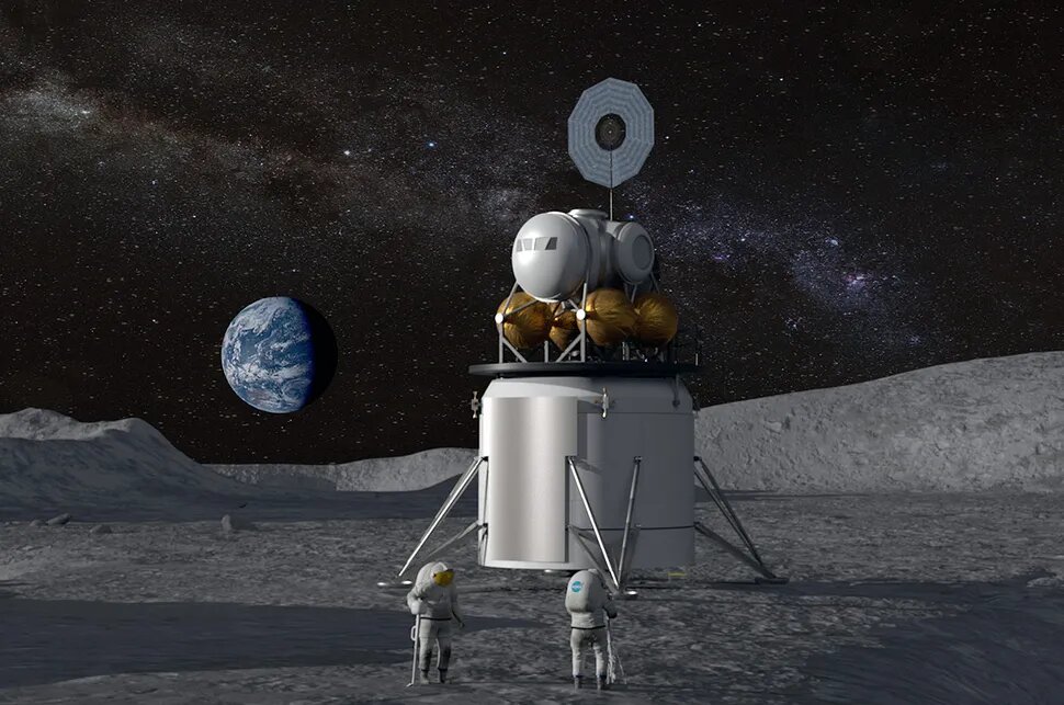 Artist’s concept of a future moon landing carried out under NASA's newly named Artemis program.
