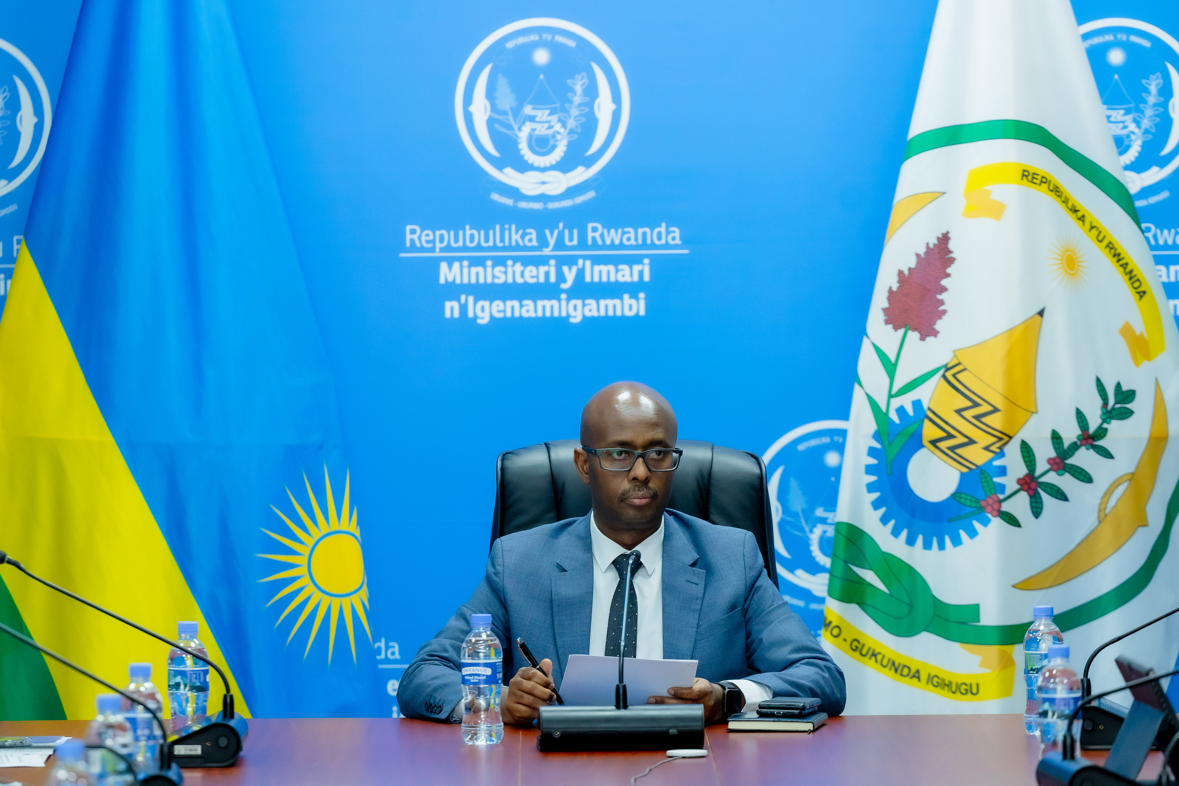 Minister of Finance and Economic Planning Yusuf Murangwa at the press conference.