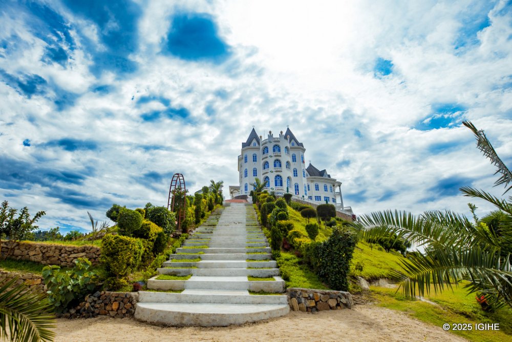 A view of Château le Marara from the foothills near Lake Kivu.