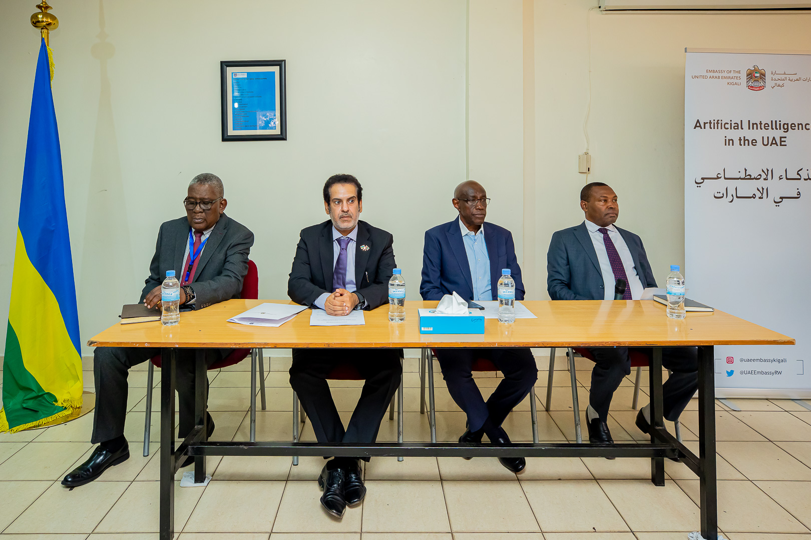 Amb. AlQahtani (second from left) along with the management of the University of Kigali during an interactive session with students.