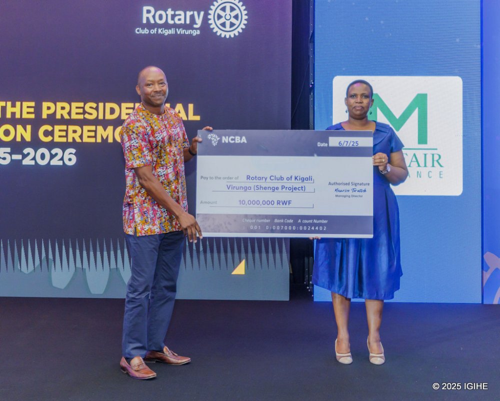 NCBA Bank Rwanda contributed 10 million Rwandan francs to Rotary Club Kigali Virunga.