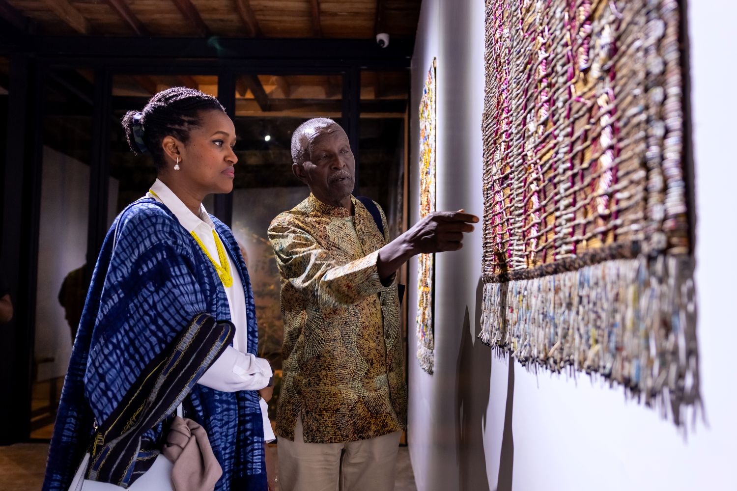 Sandrine Umutoni, Rwanda’s Minister of State for Youth and Arts, tours the exhibition.
