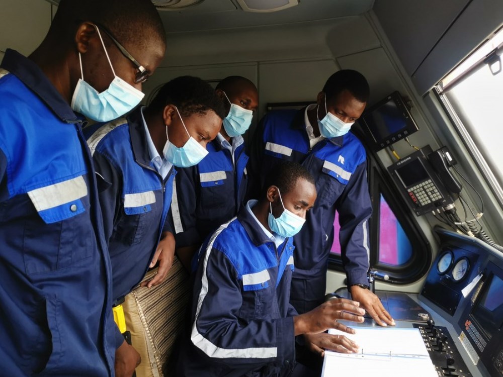 Members of the cohort of independent Kenyan locomotive drivers work in Nairobi, Kenya, Feb. 19, 2022. (Xinhua)