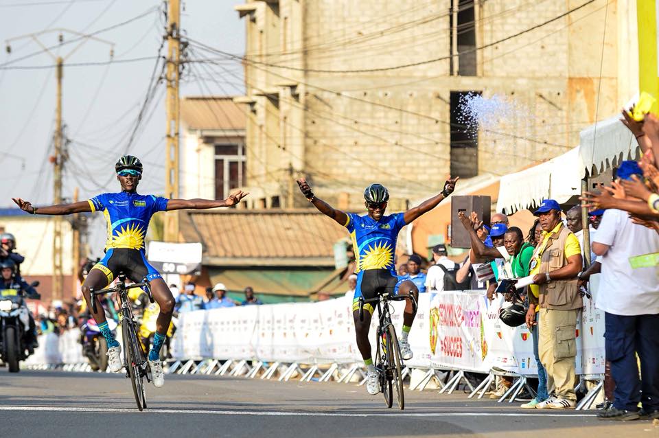 Areruya and Mugisha celebrate as they win pre-final stage