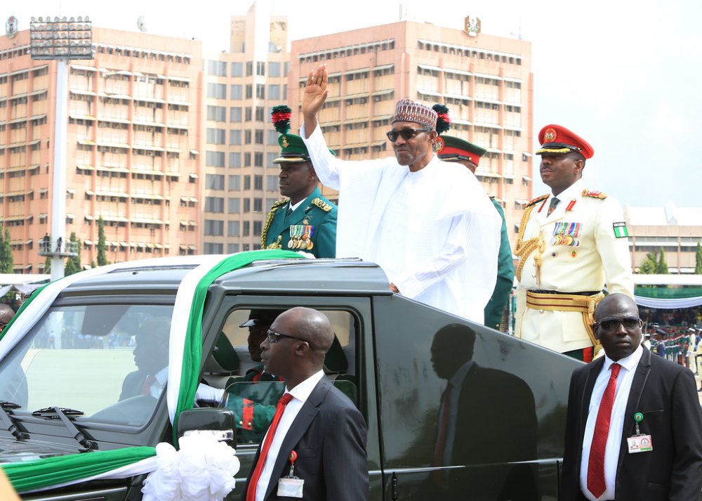 President Muhammadu Buhari arriving at the Eagle Square in Abuja