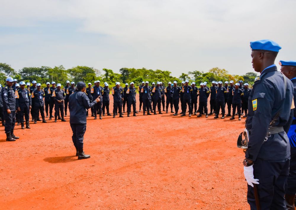 DCG Ujeneza encouraged Rwandan Police peacekeepers in CAR to remain focused on the mission mandate with discipline and professionalism.