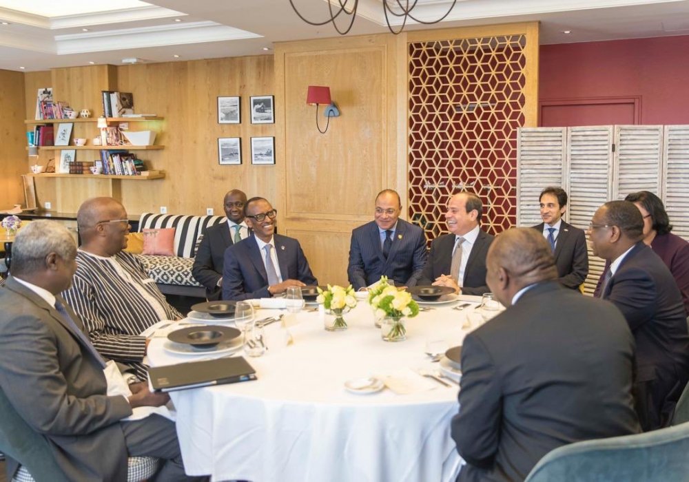 The luncheon was attended by the President of Senegal, Macky Sall, Roch Kabore of Burkina Faso, Cyril Ramaphosa of South Africa and the Chairperson of the African Union Commission, Moussa Faki Mahamat.